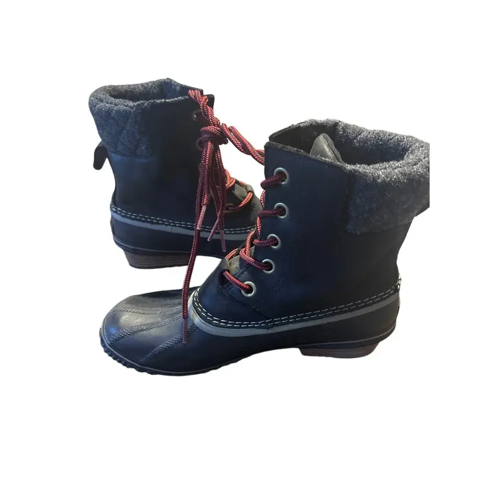 Sorel Women's Slimpack Lace II Black Leather Boots Size 10 US